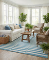 Seaside Stripes Collection Area Rug - Cabana (Light Aqua) Rectangle Light Aqua  lifestyle 4