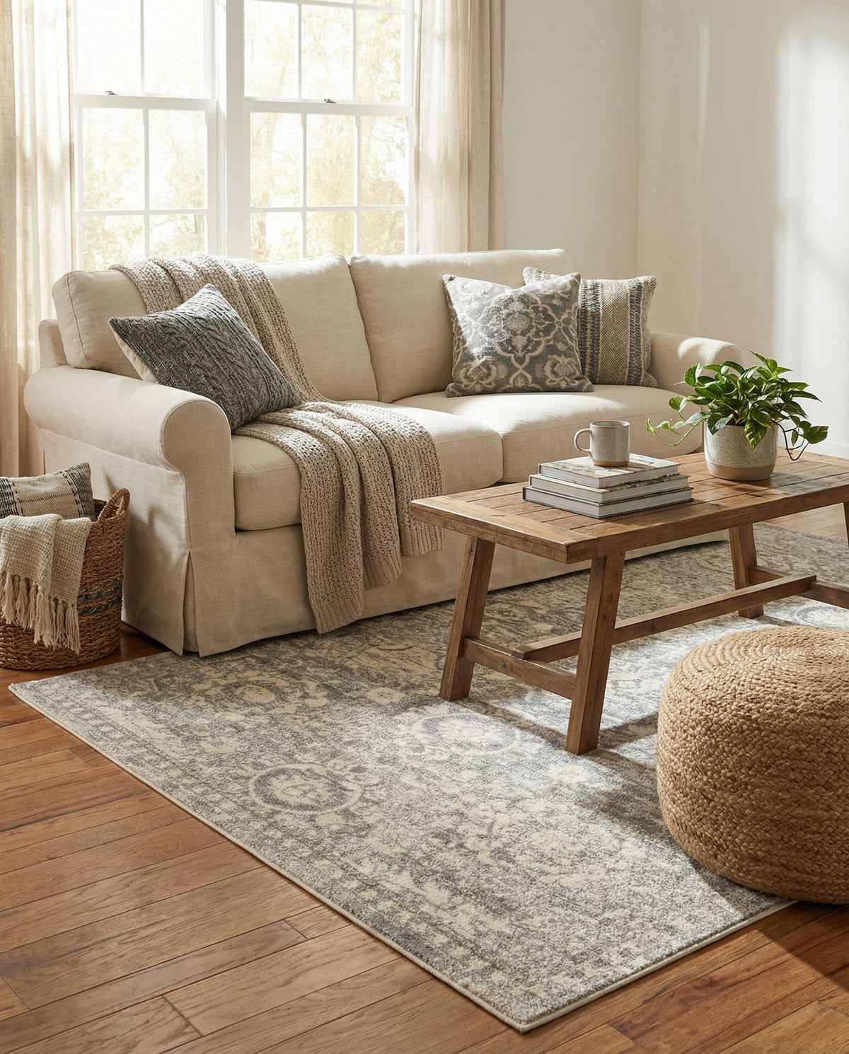 Seville Stripes Collection Area Rug -  Cordoba (Gray) Rectangle Gray  lifestyle 6