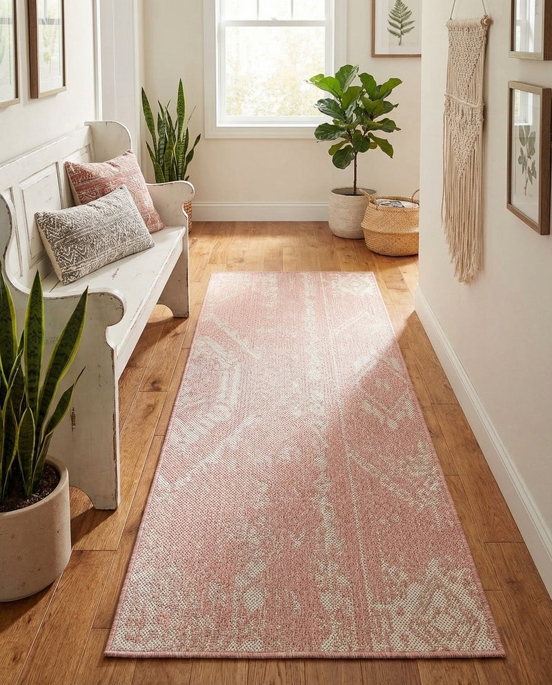 Desert Nomad Terrace Collection Area Rug - Sahara (Pink) Runner Pink  lifestyle 46