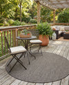 Seaside Serenity Collection Area Rug - Veranda (Black) Round Black  lifestyle 55