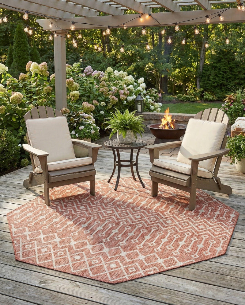 Savannah Pergola Collection Area Rug -  Pergola (Rust Red) Octagon Rust Red  lifestyle 77