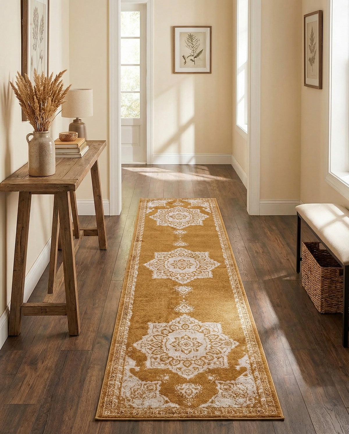 Eden Oasis Collection Area Rug -  Tranquility (Yellow) Runner Yellow  lifestyle 52