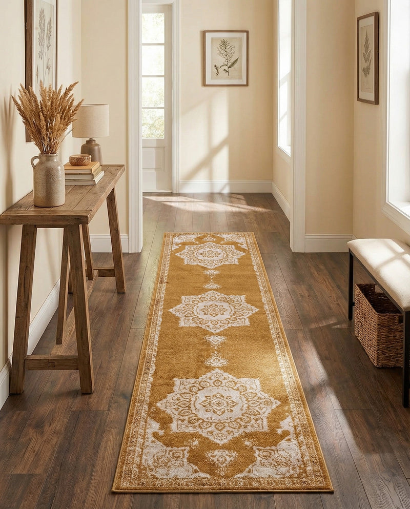 Eden Oasis Collection Area Rug -  Tranquility (Yellow) Runner Yellow  lifestyle 52