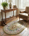 Persian Elegance Collection Area Rug -  Kerman (Green) Oval Green  lifestyle 63