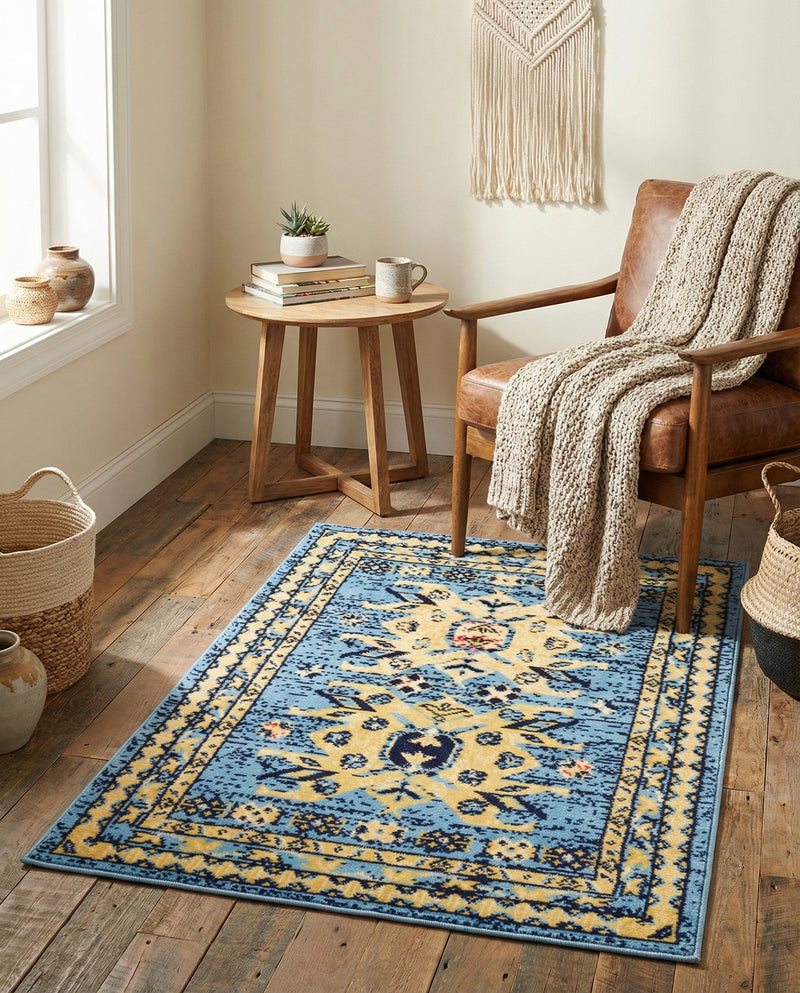 Tabriz Tapestries Collection Area Rug - Azerbaijan (Light Blue) Rectangle Light Blue  lifestyle 15