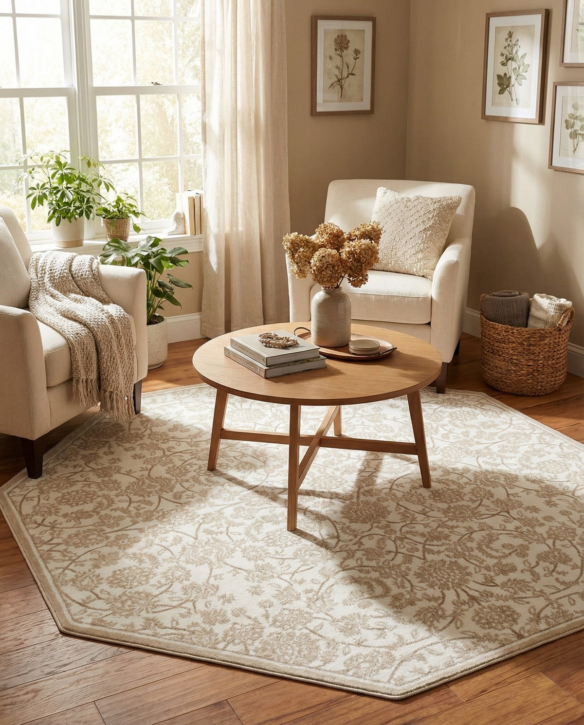 Andes Summit Collection Area Rug -  Chimborazo Octagon Snow White  lifestyle 116