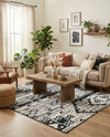 Cascade Range Collection Area Rug - Hood (Black and White) Rectangle Black and White  lifestyle 12
