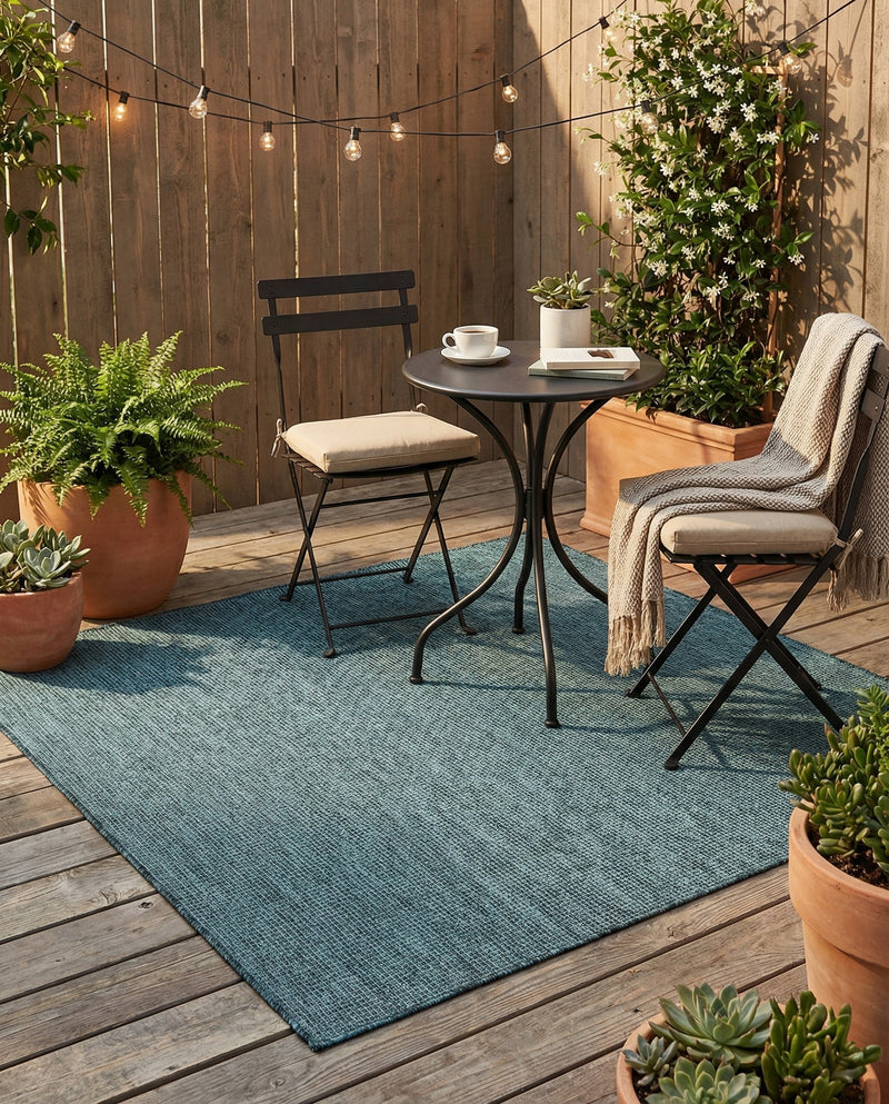 Seaside Serenity Collection Area Rug - Veranda (Teal) Square Teal  lifestyle 39