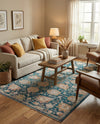 Seville Stripes Collection Area Rug -  Cordoba (Blue) Rectangle Blue  lifestyle 13