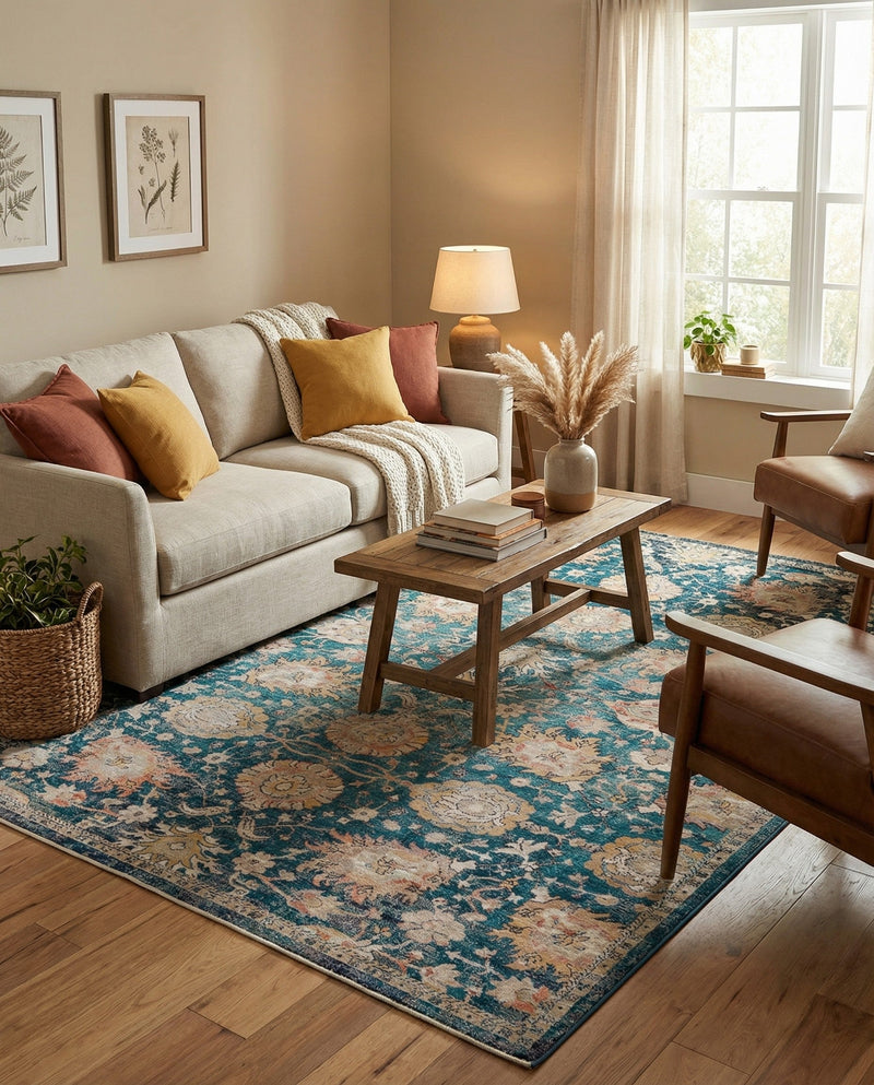 Seville Stripes Collection Area Rug -  Cordoba (Blue) Rectangle Blue  lifestyle 13