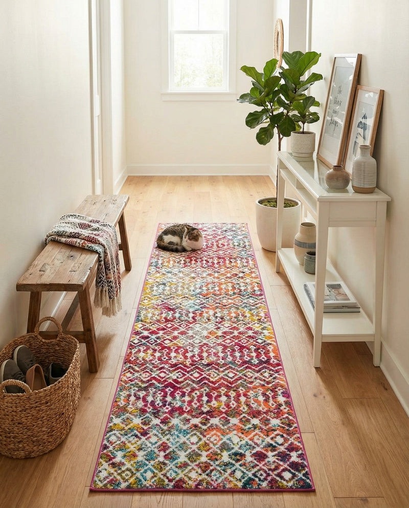 Mediterranean Lattice Collection Area Rug - Santorini (Multi) Runner Multi  lifestyle 64