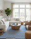 Seaside Stripes Collection Area Rug - Cabana (Blue) Rectangle Blue  lifestyle 10