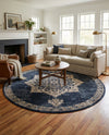 Eden Oasis Collection Area Rug -  Tranquility (Navy Blue) Round Navy Blue  lifestyle 39