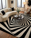 Cyclone Wool Collection Area Rug -  Twister Rectangle Black and White  lifestyle 8