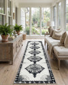 Heritage Elegance Collection Area Rug -  Winterthur (Black and White) Runner Black and White  lifestyle 45