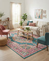 Caribbean Breeze Collection Area Rug -  Windward Rectangle Turquoise  lifestyle 26