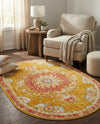 Brighton Terrace Collection Area Rug - Hove (Gold) Oval Gold  lifestyle 54