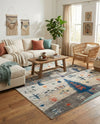 Colorburst Oasis Collection Area Rug -  Mosaic Square Ivory Gray Blue  lifestyle 36