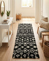 Berber Lattice Shag Collection Area Rug - Atlas (Black and White) Runner Black and White  lifestyle 24