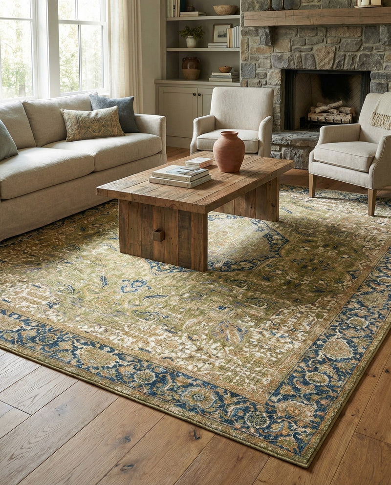 Patio Heritage Collection Area Rug -  Haven Rectangle Green  lifestyle 34