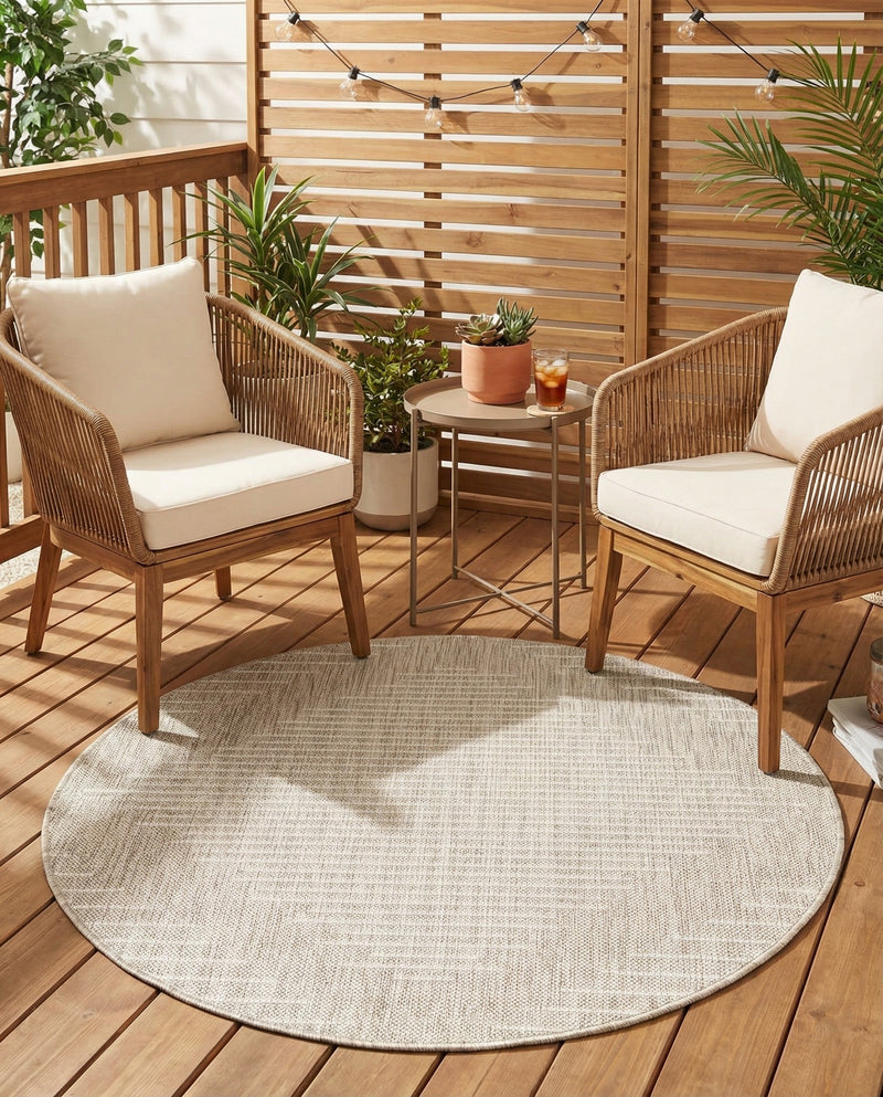 Urban Terrace Collection Area Rug -  Chelsea (Gray) Round Gray  lifestyle 30