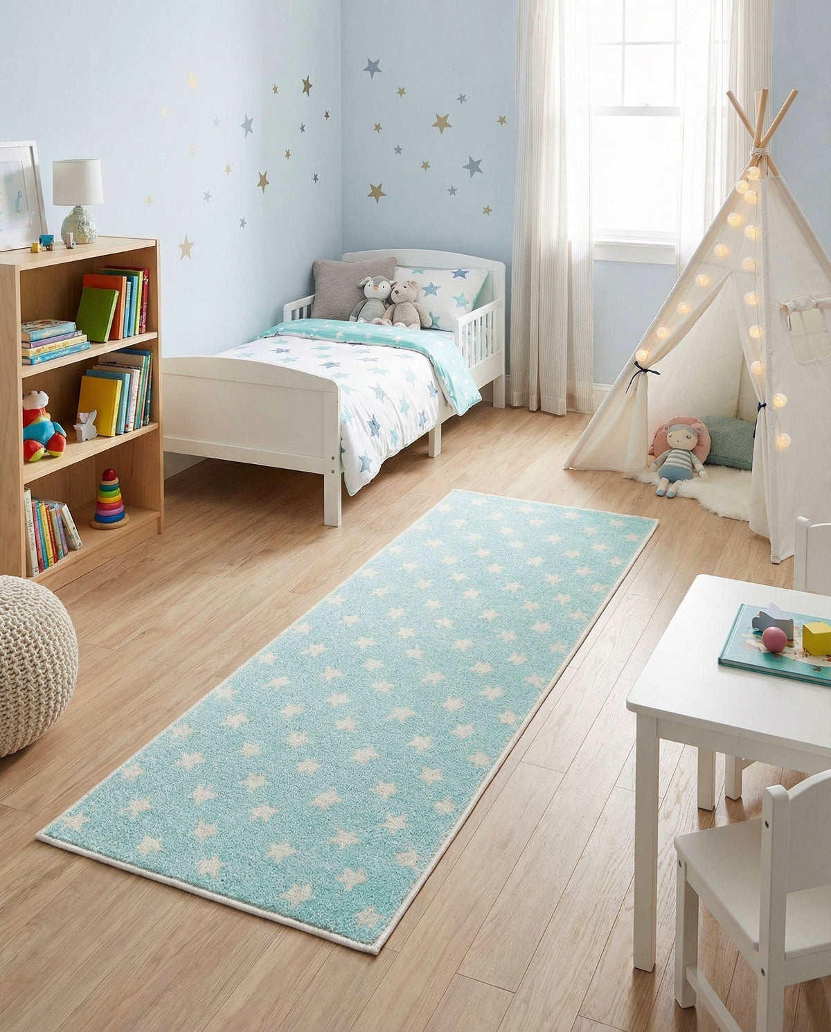 Wonder Tykes Collection Area Rug -  Mosaic Runner Clear Blue  lifestyle 162