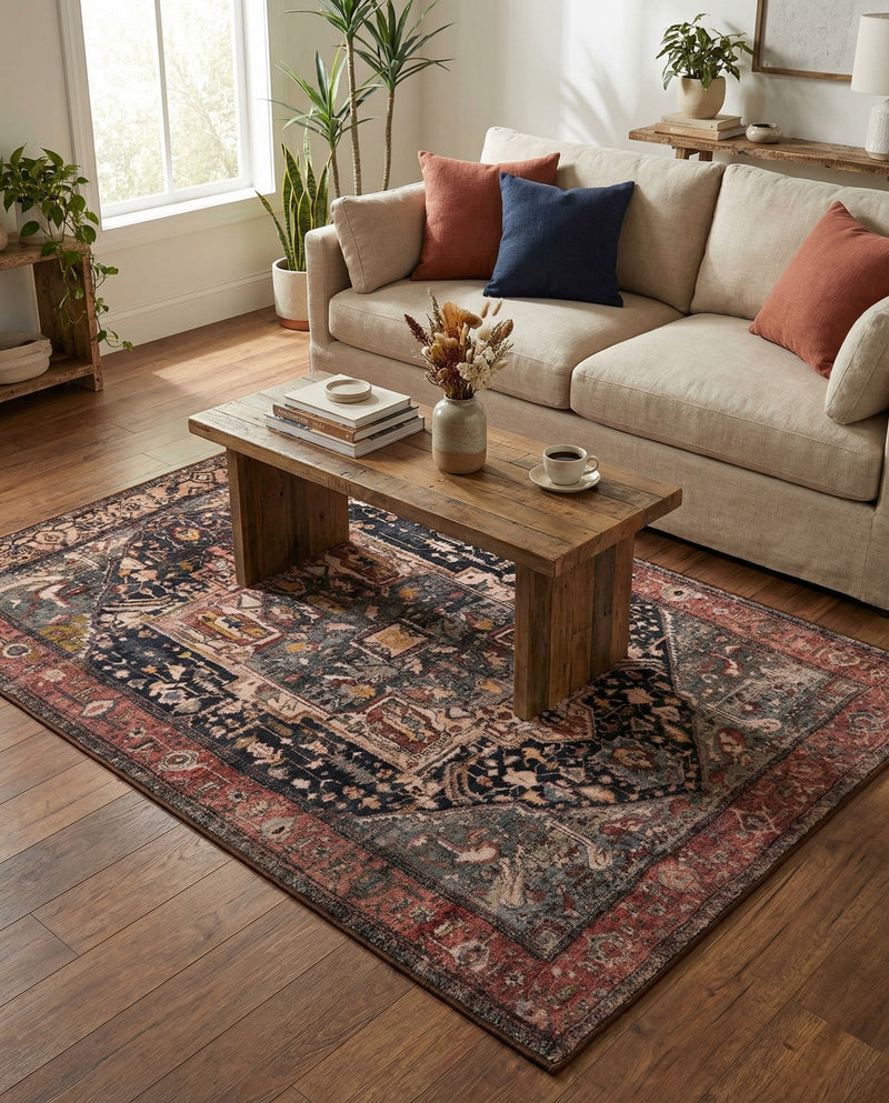 Casablanca Tapestry Collection Area Rug - Fes Rectangle Muted Rust  lifestyle 42
