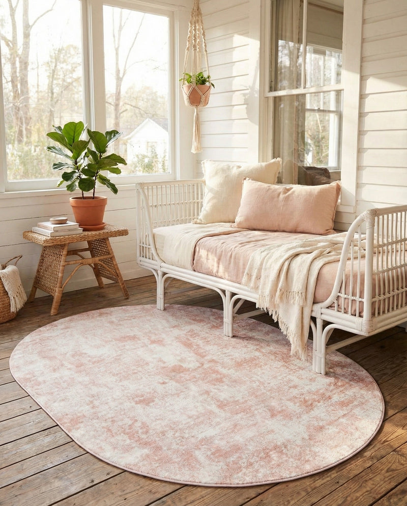 Luminara Sands Collection Area Rug - Elysium (Carnation Pink) Oval Carnation Pink  lifestyle 40