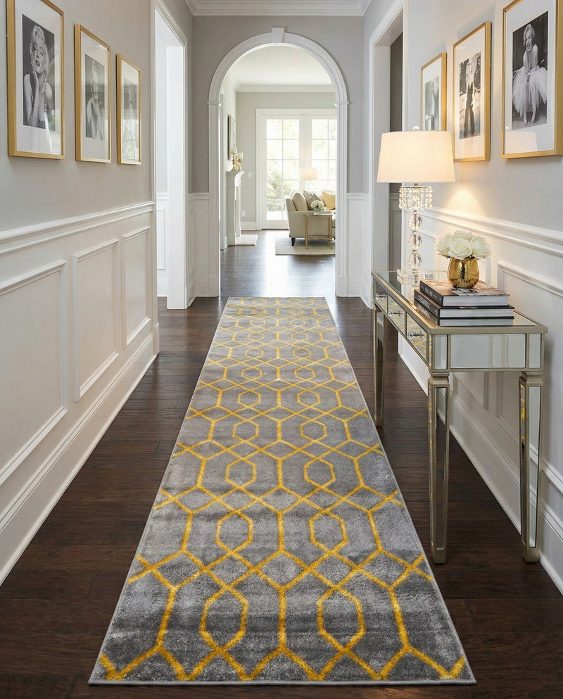 Hollywood Luxe Collection Area Rug - Sunset (Gray Gold) Runner Gray Gold  lifestyle 62