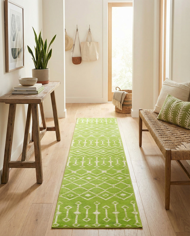 Marrakech Lattice Collection Area Rug - Medina (Green) Runner Green  lifestyle 38