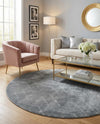Hollywood Luxe Collection Area Rug - Sunset (Gray Silver) Round Gray Silver  lifestyle 54