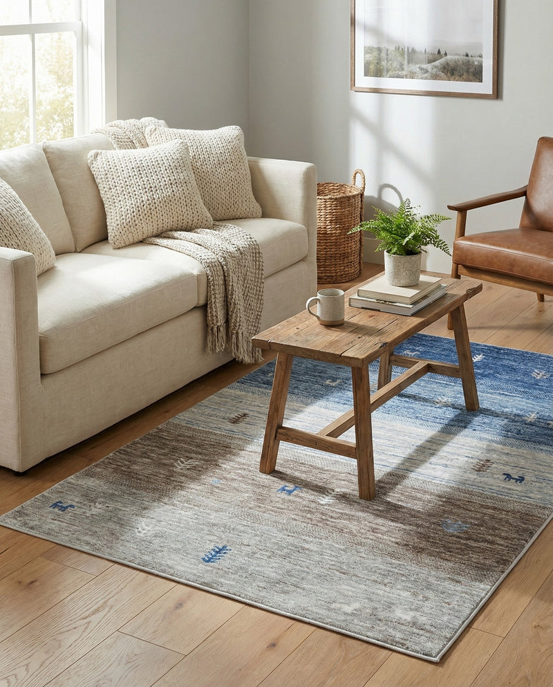 Zagros Shades Collection Area Rug -  Sisakht Rectangle Blue Gray  lifestyle 8