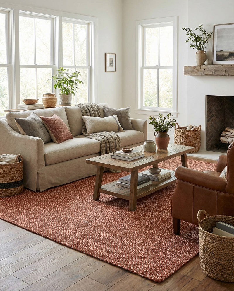 Highland Woven Jute Collection Area Rug - Glenmore (Rust Red) Rectangle Rust Red  lifestyle 6