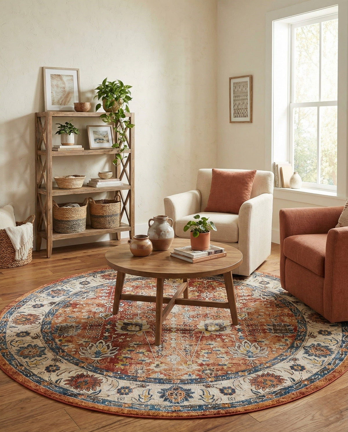 Eden Oasis Collection Area Rug -  Haven Round Terracotta  lifestyle 87
