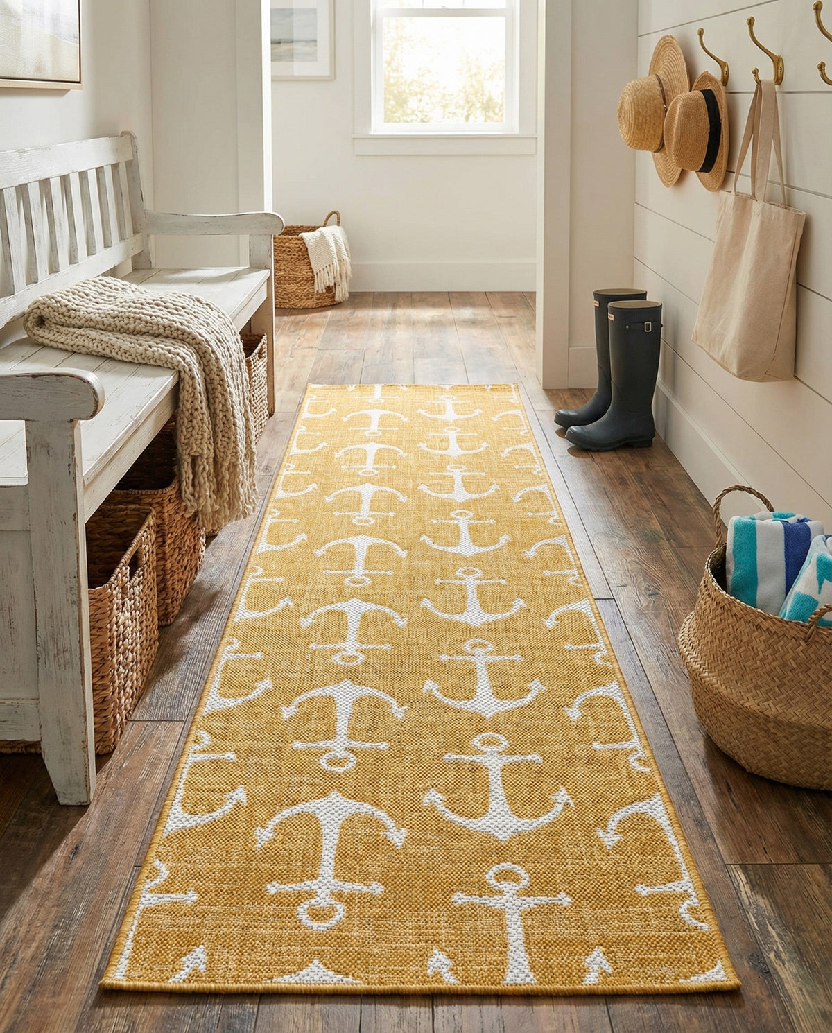 Seaside Haven Rugs Collection Area Rug - Sapphire (Yellow) Runner Yellow  lifestyle 76