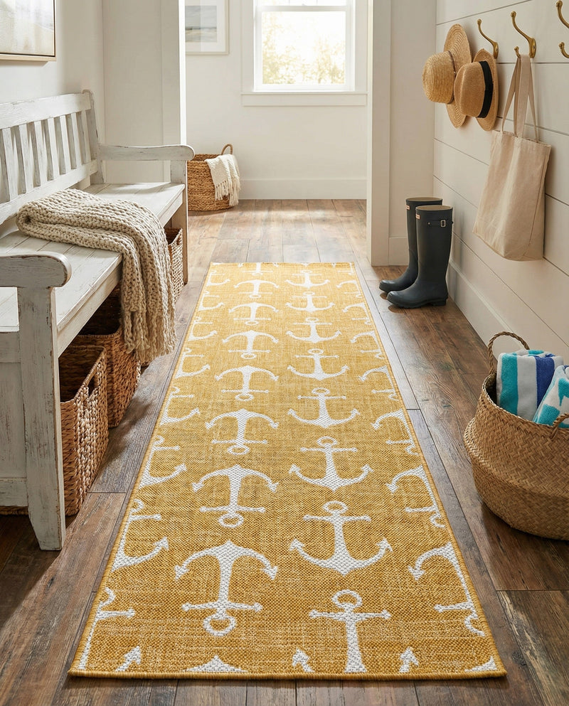 Seaside Haven Rugs Collection Area Rug - Sapphire (Yellow) Runner Yellow  lifestyle 76