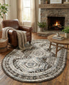 Savannah Elegance Collection Area Rug -  Tybee (Gray) Oval Gray  lifestyle 69