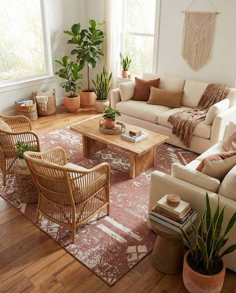 Desert Nomad Terrace Collection Area Rug - Sahara (Rust Red) Square Rust Red  lifestyle 20