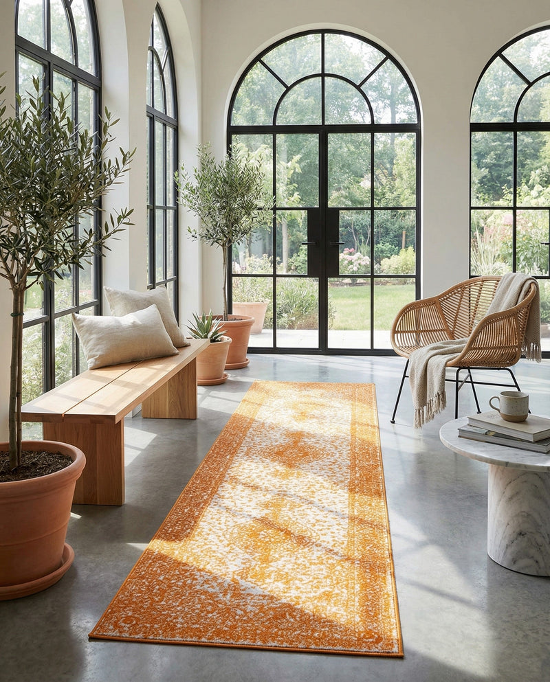 Dover Terrace Collection Area Rug - Marina (Orange) Runner Orange  lifestyle 64