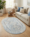 Savannah Elegance Collection Area Rug -  Tybee (Aqua Blue) Oval Aqua Blue  lifestyle 72