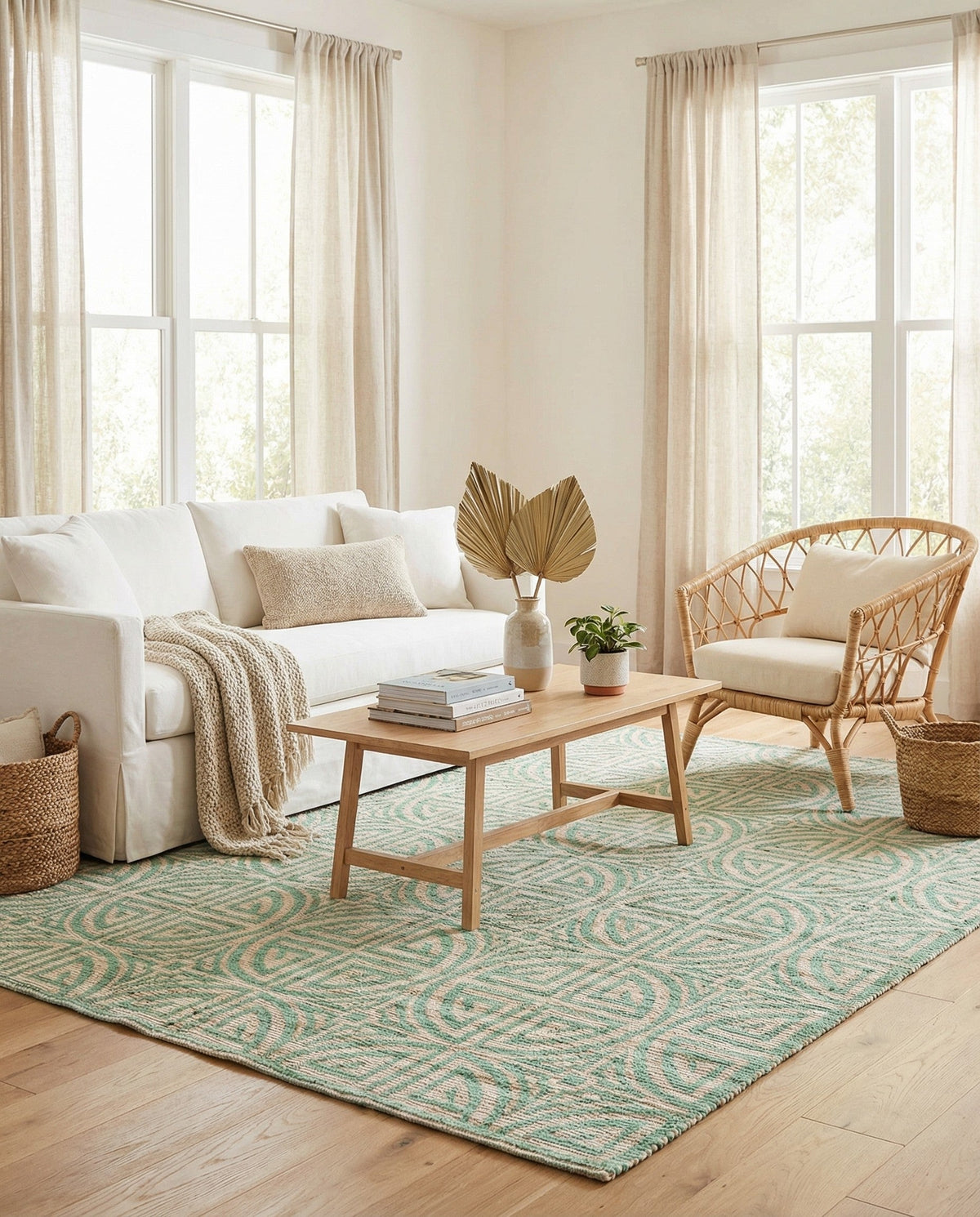 Savannah Threads Collection Area Rug -  Thar Rectangle Blue and Ivory  lifestyle 32