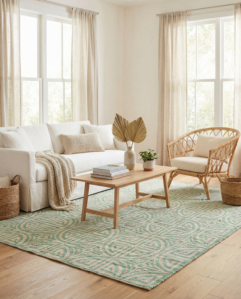 Savannah Threads Collection Area Rug -  Thar Rectangle Blue and Ivory  lifestyle 32