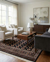 Samarkand Elegance Collection Area Rug -  Margilan (Black) Rectangle Black  lifestyle 20