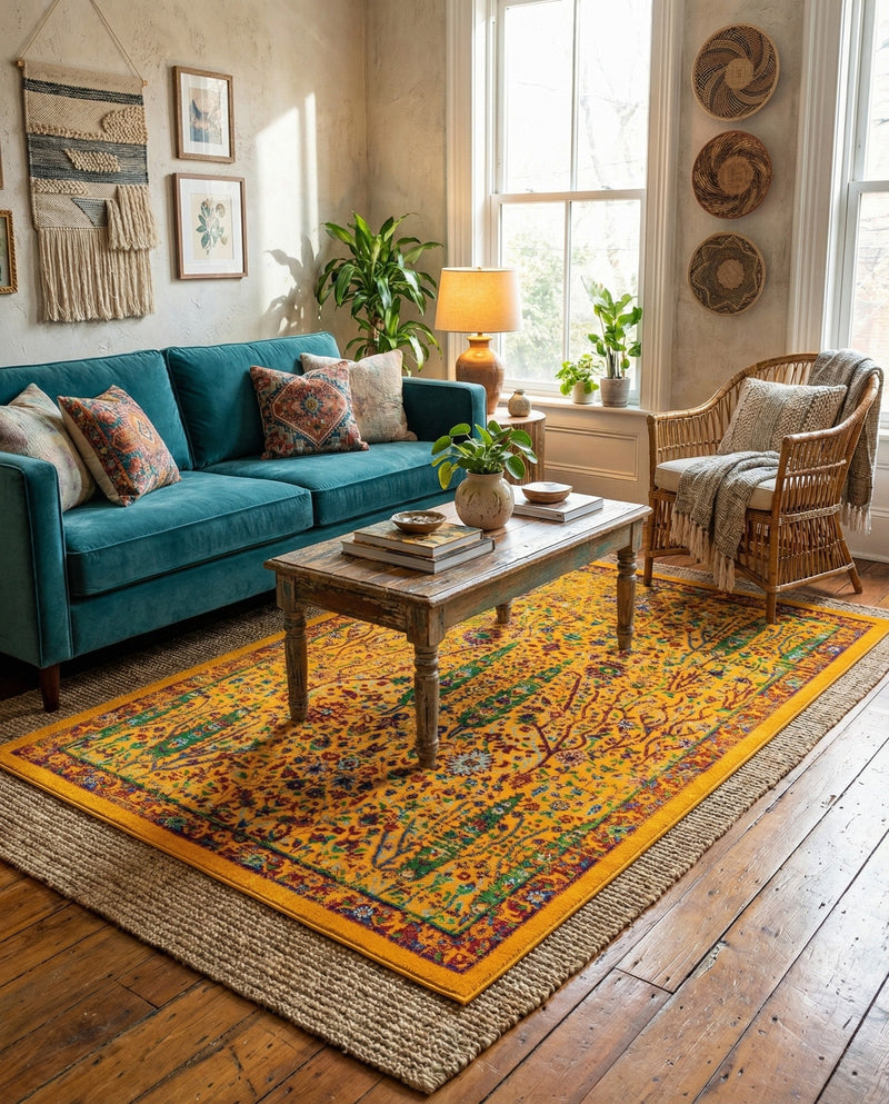 Caribbean Cove Collection Area Rug -  Tobago Rectangle Yellow  lifestyle 40
