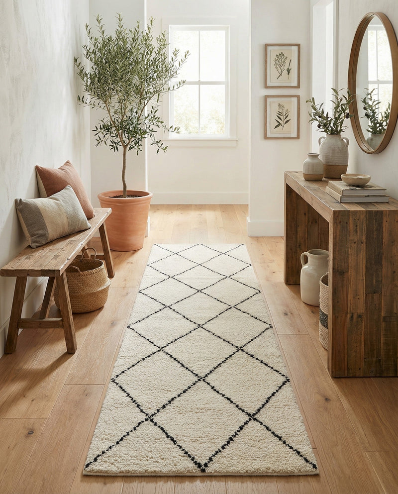 Zouina Berber Wool Collection Area Rug - Atlas Runner Ivory and Black  lifestyle 44
