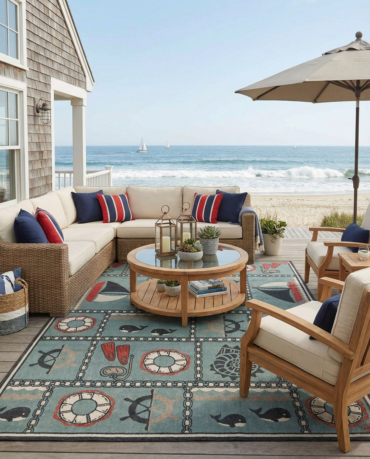 Seaside Haven Rugs Collection Area Rug -  Anchorage Rectangle Blue  lifestyle 4