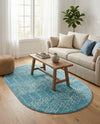 Marrakesh Lattice Collection Area Rug - Casablanca (Teal blue) Oval Teal blue  lifestyle 73