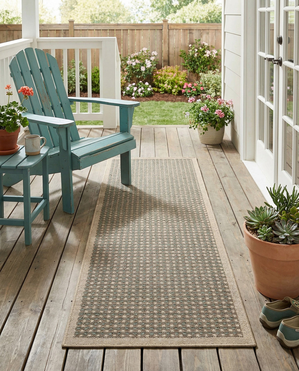 Terrace Fringe Collection Area Rug - Patio Runner Brown  lifestyle 89
