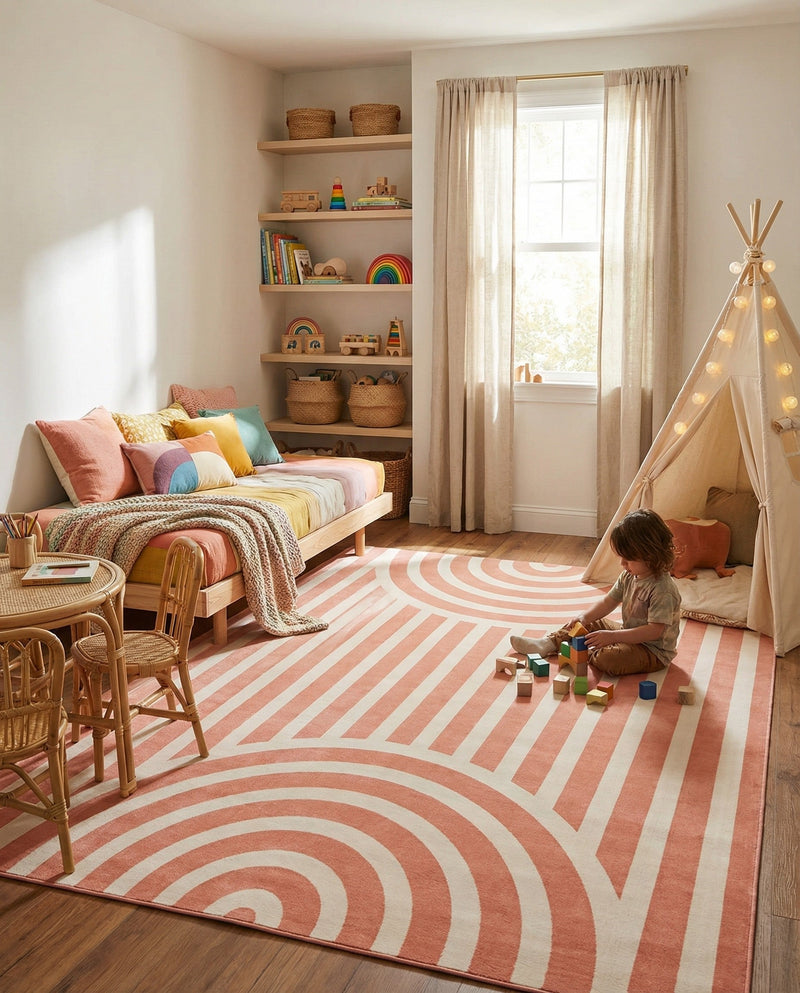 Wonder Tykes Collection Area Rug -  Joydale Rectangle Soft Coral Pink  lifestyle 22