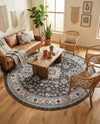 Tribal Terrace Treasures Collection Area Rug -  Incan Isle (Charcoal Gray) Round Charcoal Gray  lifestyle 65